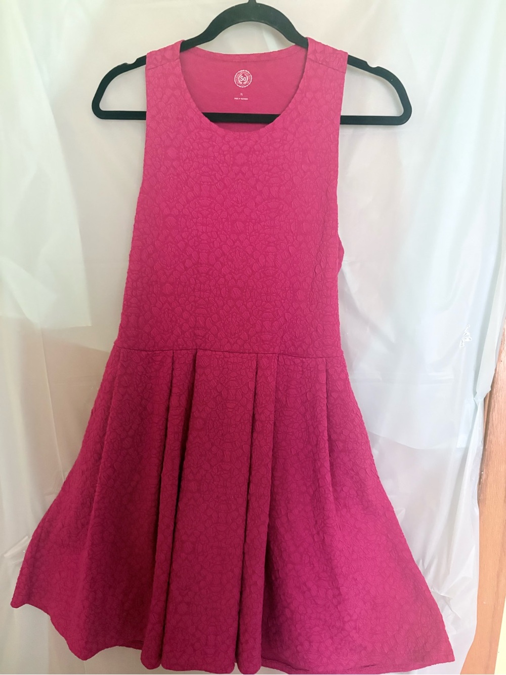 SO Girls' Fuchsia Textured Fit & Flare Dress